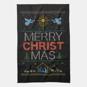 Linge De Cuisine Doux Joyeux ChRISTmas Chandail Christian Coloré