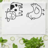 Linge De Cuisine Doux & Simple Contours d'Animaux de Ferme (Plié)