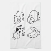 Linge De Cuisine Doux & Simple Contours d'Animaux de Ferme (Vertical)