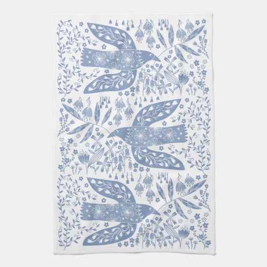 Linge De Cuisine Dove Bird Blue (Vertical)