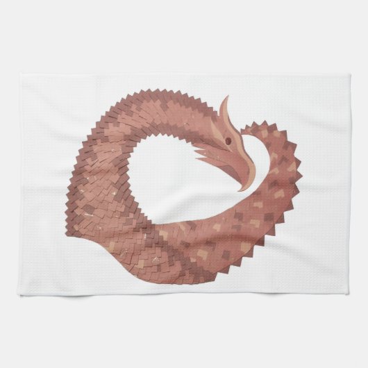 Linge De Cuisine Dragon cardiaque Brown en blanc (Horizontal)