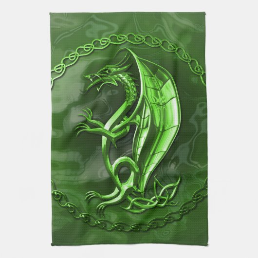 Linge De Cuisine Dragon celtique vert (Vertical)