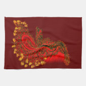 Linge De Cuisine Dragon chinois dessin rouge et or (Horizontal)