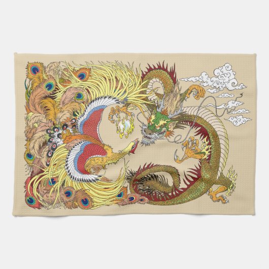 Linge De Cuisine Dragon chinois et phoenix (Horizontal)