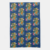 Linge De Cuisine Dragon chinois vert Koi (Vertical)