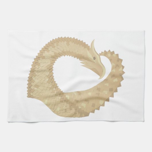 Linge De Cuisine Dragon de coeur de grès sur blanc (Horizontal)