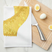 Linge De Cuisine Dragon de coeur jaune sur blanc (Quart Plié)