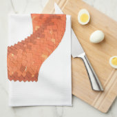 Linge De Cuisine Dragon de coeur orange sur blanc (Quart Plié)