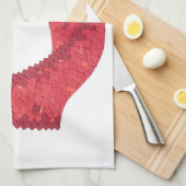 Linge De Cuisine Dragon de coeur rouge en blanc (Quart Plié)