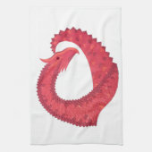 Linge De Cuisine Dragon de coeur rouge en blanc (Vertical)