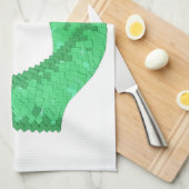 Linge De Cuisine Dragon de coeur vert sur blanc (Quart Plié)