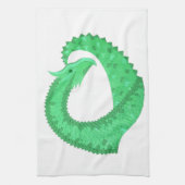 Linge De Cuisine Dragon de coeur vert sur blanc (Vertical)