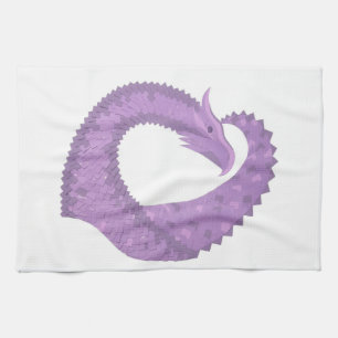 Linge De Cuisine Dragon de coeur violet de lavande blanc