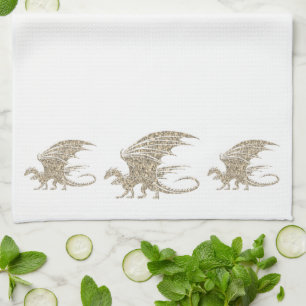 Linge De Cuisine Dragon de mosaïque Extraordinaire Golden
