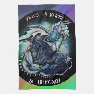 Linge De Cuisine Dragon et licorne de paix sur terre