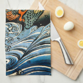 Linge De Cuisine Dragon et vagues I (Quart Plié)