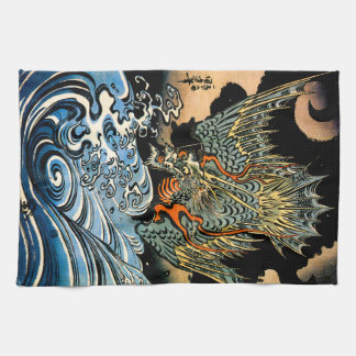 Linge De Cuisine Dragon et vagues I