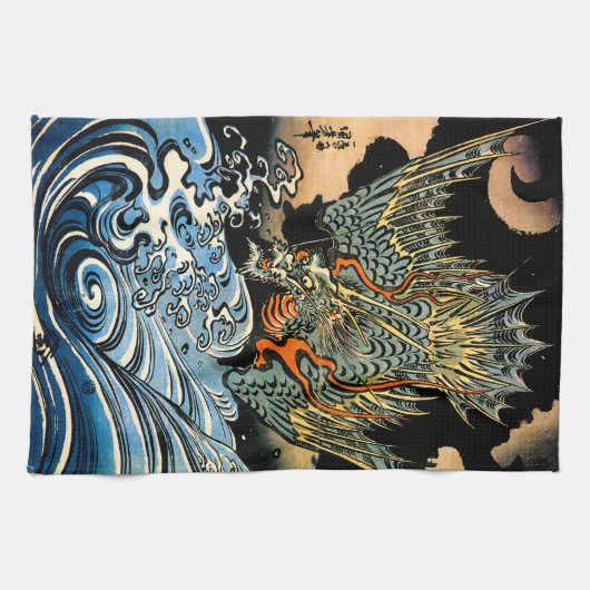 Linge De Cuisine Dragon et vagues I (Horizontal)