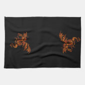 Linge De Cuisine Dragon flamboyant sur noir (Horizontal)