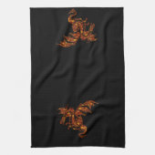 Linge De Cuisine Dragon flamboyant sur noir (Vertical)