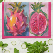 Linge De Cuisine Dragon Fruit watercolor on textured background (Plié)