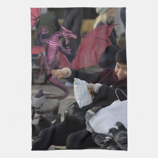 Linge De Cuisine Dragon Rose À Venise Italie (Vertical)