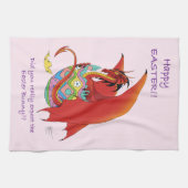 Linge De Cuisine Dragon rouge aux oeufs de Pâques (Horizontal)