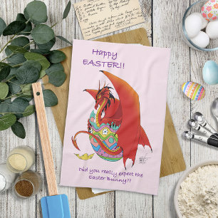 Linge De Cuisine Dragon rouge aux oeufs de Pâques