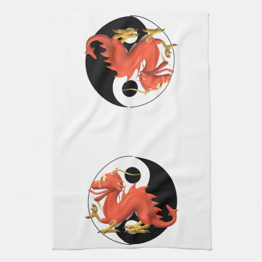 Linge De Cuisine Dragon rouge de Yin-yang (Vertical)