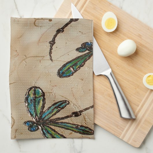 Linge De Cuisine Dragonflies Crème rustique (Quart Plié)