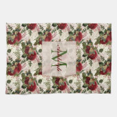 Linge De Cuisine Dragonflies de crème et Monogramme Rose (Horizontal)