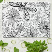 Linge De Cuisine Dragonfly et doodle de fleurs (Plié)