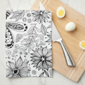 Linge De Cuisine Dragonfly et doodle de fleurs (Quart Plié)