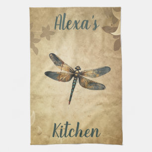 Linge De Cuisine Dragonfly vintage avec nom personnalisé/monogramme