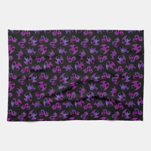 Linge De Cuisine Dragons de l'espace roses et violets (Horizontal)