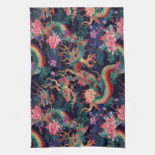 Linge De Cuisine Dragons et fleurs de néon (Vertical)