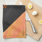 Linge De Cuisine Dragons Oeil orange et noir Monogramme (Quart Plié)