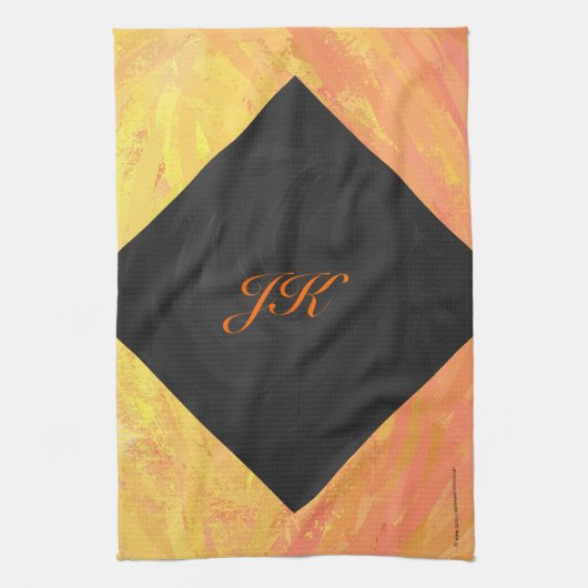 Linge De Cuisine Dragons Oeil orange et noir Monogramme (Vertical)
