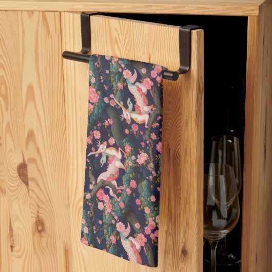 Linge De Cuisine Dragons roses et fleurs de cerisiers (Pliage en tiers)