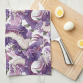 Linge De Cuisine Dragons violets et blancs et Roses (Quart Plié)