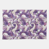 Linge De Cuisine Dragons violets et blancs et Roses (Horizontal)
