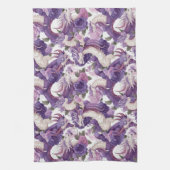 Linge De Cuisine Dragons violets et blancs et Roses (Vertical)