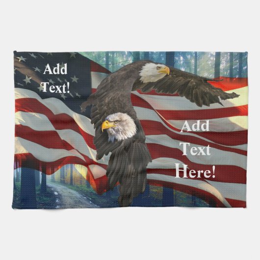 Linge De Cuisine Drapeau américain Bald Eagle (Horizontal)