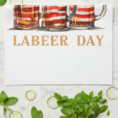 Linge De Cuisine Drapeau Américain Bière Joyeux Fête du Travail Da  (Plié)