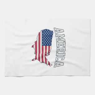 Linge De Cuisine Drapeau américain Carte Patriotique Vintage Graphi