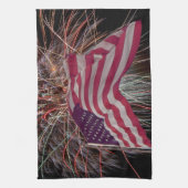 Linge De Cuisine Drapeau américain et feux d'artifice (Vertical)