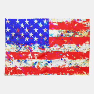 Linge De Cuisine Drapeau américain Grunge