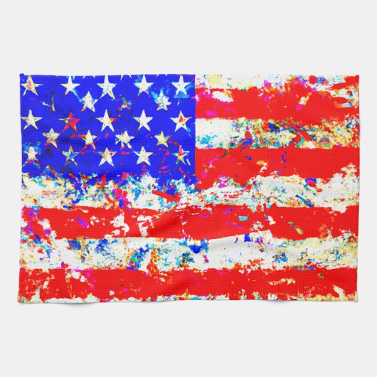 Linge De Cuisine Drapeau américain Grunge (Horizontal)