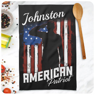 Linge De Cuisine Drapeau américain personnalisé Patriot Soldier USA