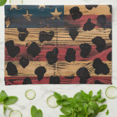 Linge De Cuisine Drapeau américain rustique imprimé léopard (4) (Plié)